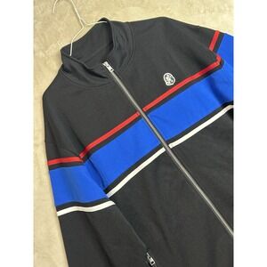 Billionaire Boys Club Men's XXL Striped Helmet Logo Track Jacket Full Zip Black‎